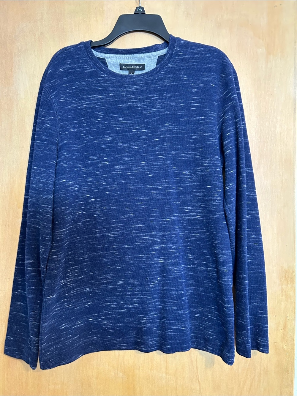 Banana Republic Navy Heathered Long Sleeve Crew